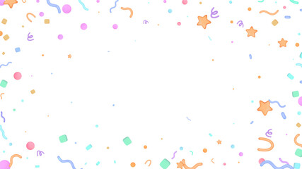 Party Confetti Set Isolated on White. Elements in Various Shapes. Party, Holyday, Surprise or Birthday Events. Vector Illustration