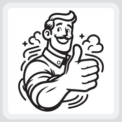 Cartoon Character Giving a Thumbs-Up, Positive and Approving