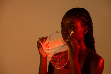 Futuristic LED Face Shield in Warm Lighting