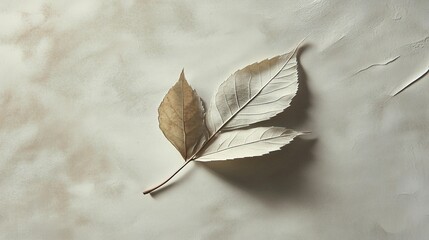 Dried Leaf on Textured Background
