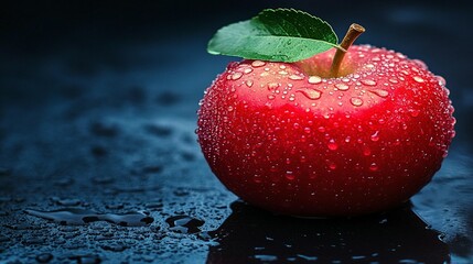 Red Apple with Water Droplets