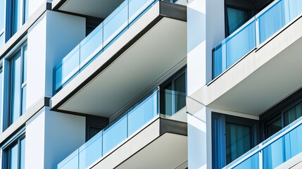 A contemporary residential building showcasing architectural details under soft daylight, surroundings gently blurred.