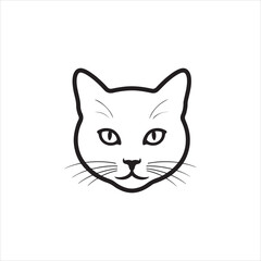 Simple Cat Face Line Art – Minimalist Feline Head Vector Drawing