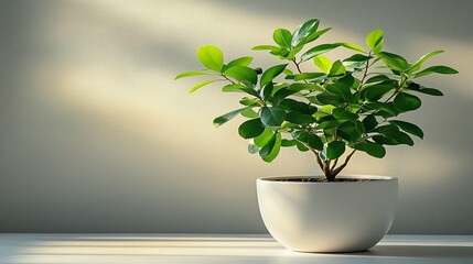 Sunlight & Green Plant in Pot
