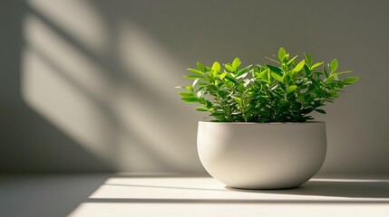 Sunlit Greenery in Minimalist Pot