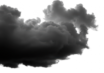 A dark, ominous cloud looms, isolated on transparent background, suggesting an approaching storm