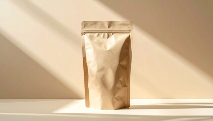 Blank Kraft Paper Pouch Mockup with Zipper