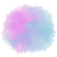 ピンクとくすんだ青のまるい水彩