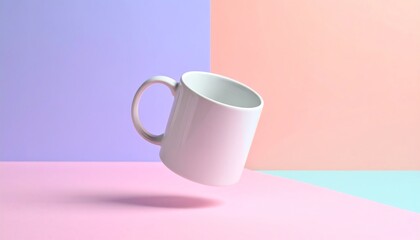 White Mug on Pastel Background