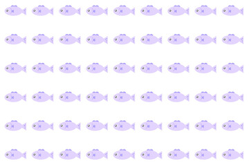 紫のかわいい魚の紫のシームレスパターン背景　