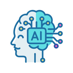 Artificial intelligence brain concept flat style illustration icon