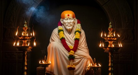 Sai baba statue, shirdi sai baba image, hindu god, religious icon