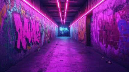Neon Graffiti Tunnel