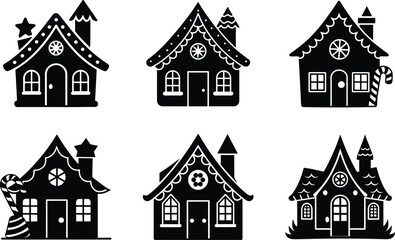 gingerbread house silhouette on white background
