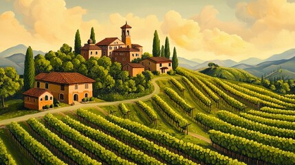 Tuscan Vineyard Landscape
