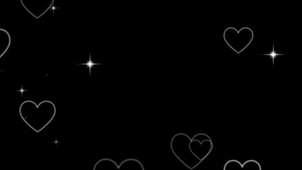 Elegant wedding romantic love heart valentine motion graphic overlay with starts 4k pro resolution video in black with romantic bokeh particles - Powered by Adobe