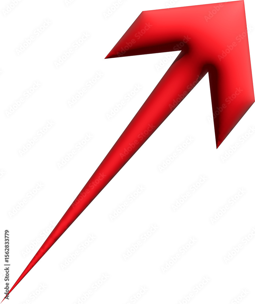 Poster bold red arrow pointing upwards and to the right with a smooth gradient finish