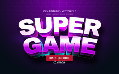 Obraz premium Purple Super Game Text Effect for Poster, Logo and T-Shirt Template