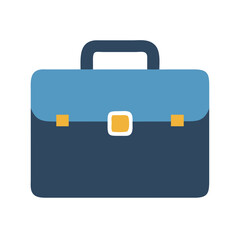 Blue business briefcase with gold accents on black background