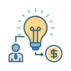 Idea generation leading to monetary success stock illustration design