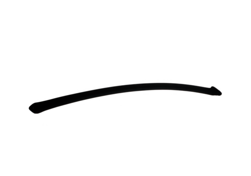 A simple black curved line is isolated on transparent background