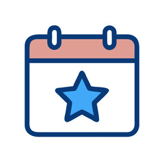 Calendar with star icon on black background illustration