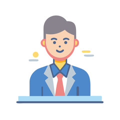 Professionally dressed man icon in flat vector style graphic