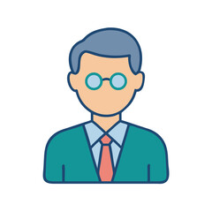 Flat design illustration of a professional man wearing glasses