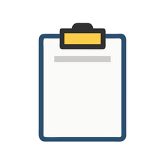Simple flat-style clipboard illustration with paper on black background