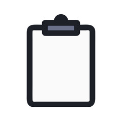 Simple flat icon of a blank clipboard, black background