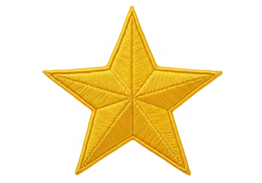An embroidered gold star patch isolated on transparent background - Powered by Adobe