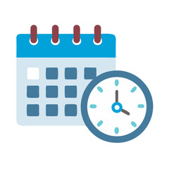Calendar and Clock Flat Illustration Against Black Background