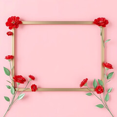 pink roses frame