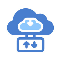 Cloud storage and data transfer icon on black background