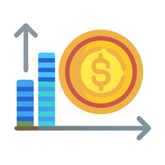 Financial growth chart illustration with dollar coin icon