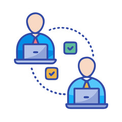 Online collaboration graphic, communication workflow with task management system