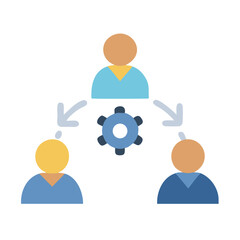 Business hierarchy organizational chart with blue gear element