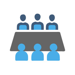Flat style icon of meeting with faceless people