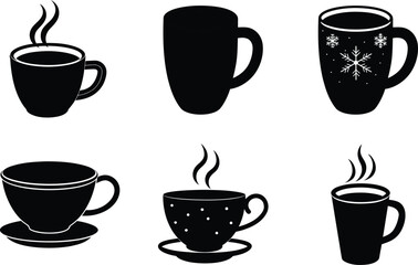 Obraz premium hot drink cup silhouette on white background 