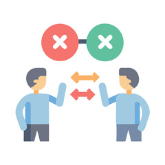 Concept of disagreement and conflicting ideas between two persons