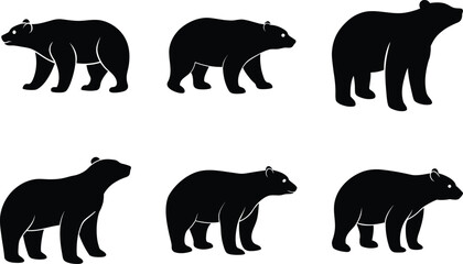 Naklejka premium walking polar bear silhouette on white background 