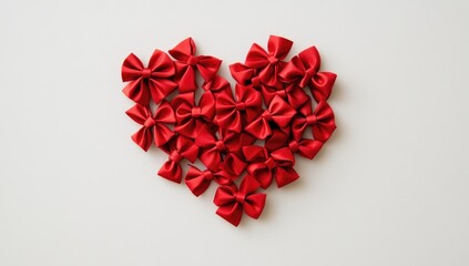 Red bows arranged in a heart shape