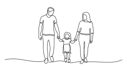 Guidance Family with Daughter One Line Drawing Icon