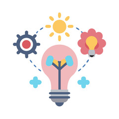 Creative process lightbulb diagram representing ideas and brainstorming sessions