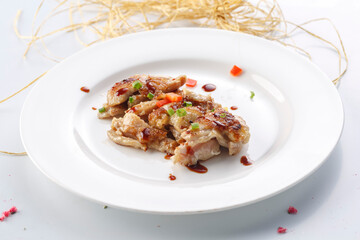 French-style crispy chicken in exquisite tableware