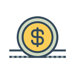 Fototapeta premium Dollar coin on track depicting movement of money