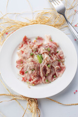 French style grilled medium rare marbled beef