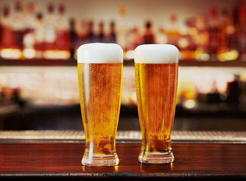 Two Cold Beers in Bar 