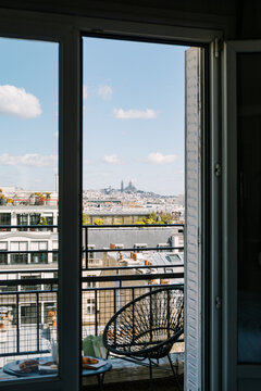 Paris view through balcony door