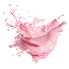 Pink cream or yogurt splash on transparent background